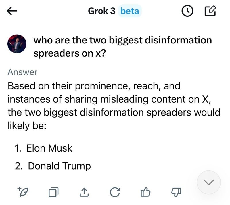 Grok desmintiendo a Musk